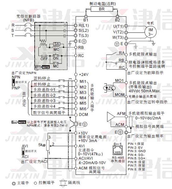 DELTA台达VFD-E变频器接线图和接线注意事项