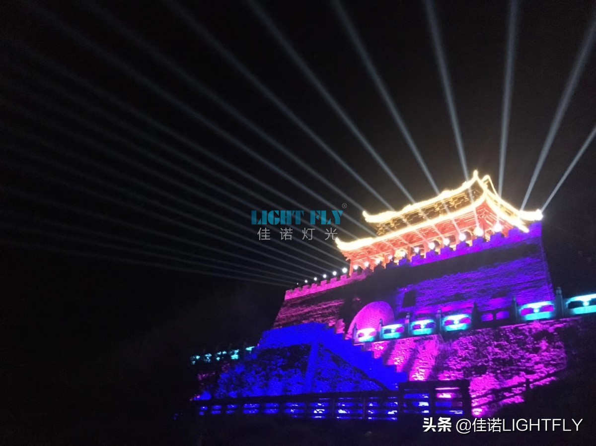440W防水光束灯闪耀阿坝州古城灯光秀